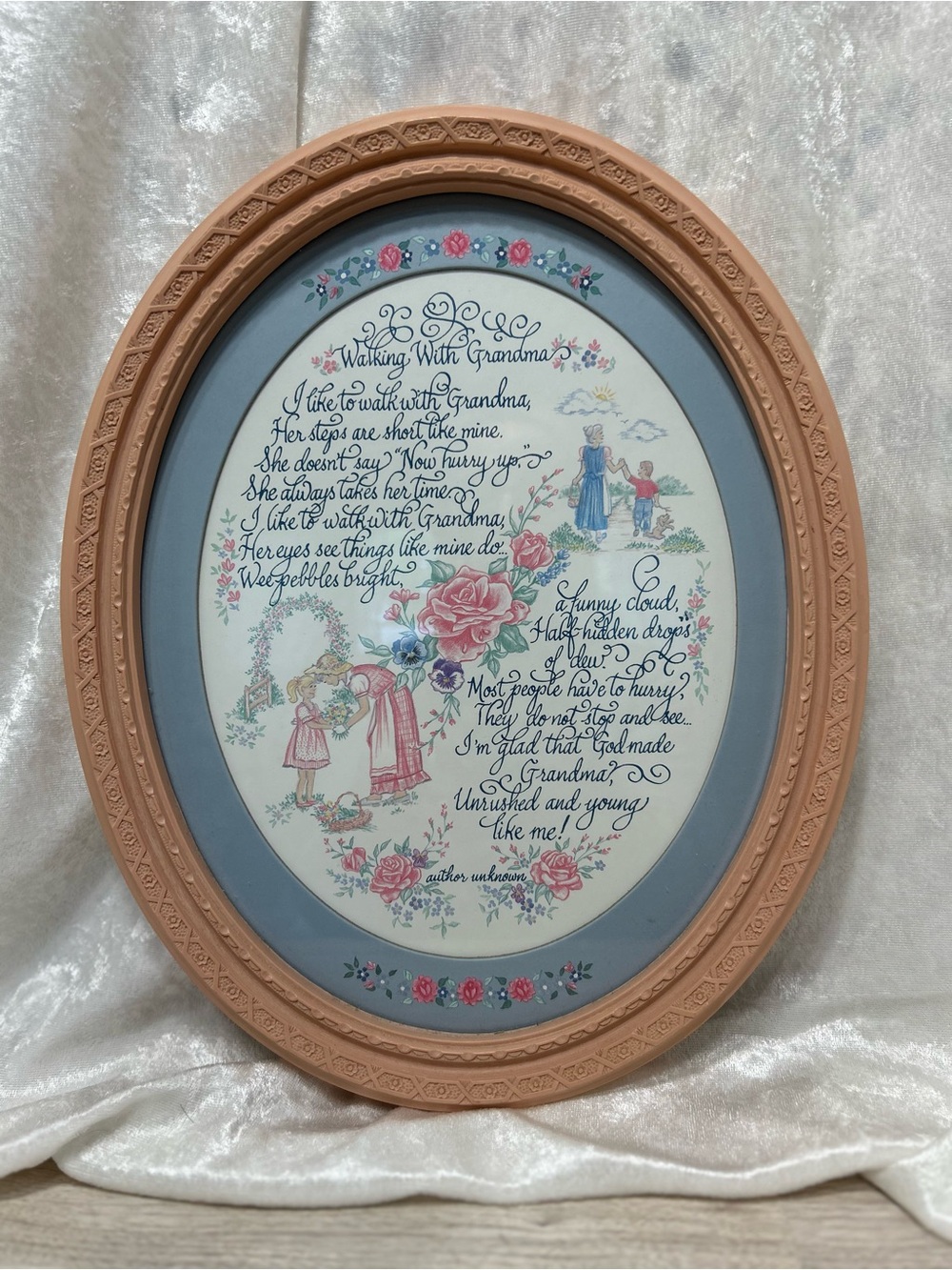 Vintage Home Interiors Walking With Grandma Framed Poem